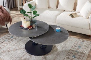 Table basse ronde Nara pierre gris clair – Mobilier de luxe Grand-Est
