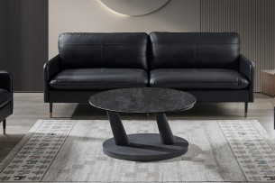 Table basse 'Sapporo' Ronde Rotative Pierre Gris foncé