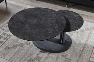 Table basse 'Sapporo' Ronde Rotative Pierre Gris foncé