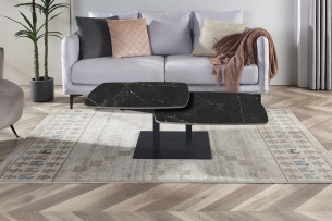 Table basse 'Sendai' Ronde Rotative Pierre Noir