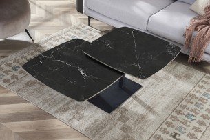 Table basse 'Sendai' Ronde Rotative Pierre Noir