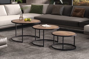 Table basse 'Lennox' set de 3 Bois de Manguier