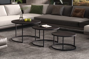 Table basse 'Lennox' set de 3 Bois de Manguier Noir