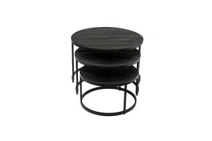 Table basse 'Lennox' set de 3 Bois de Manguier Noir