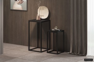 Table d'appoint 'Madeira' set de 2 Bois de Manguier noir