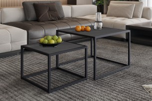 Table basse 'Quinn' set de 2 Bois de Manguier  Noir