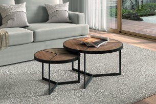 Table basse 'Laveu' set de 2 Bois de Manguier 1c)