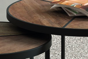 Table basse 'Laveu' set de 2 Bois de Manguier 1c)