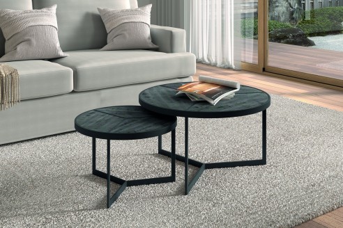 Table basse 'Laveu' set de 2 Bois de Manguier noir