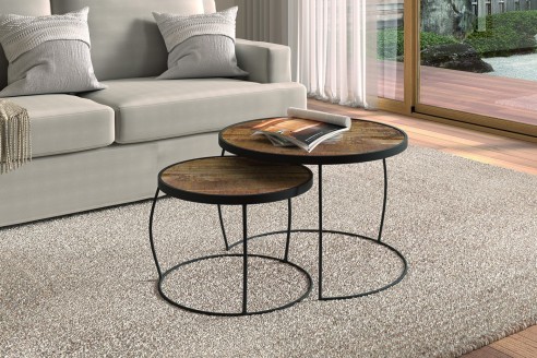 Table basse 'Lars' set de 2 Bois de Manguier