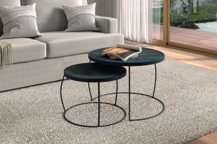 Table basse 'Lars' set de 2 Bois de Manguier noir