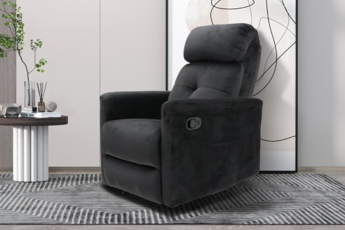 Fauteuil relax 'Wuhan' relevable manuellement Tissu Noir