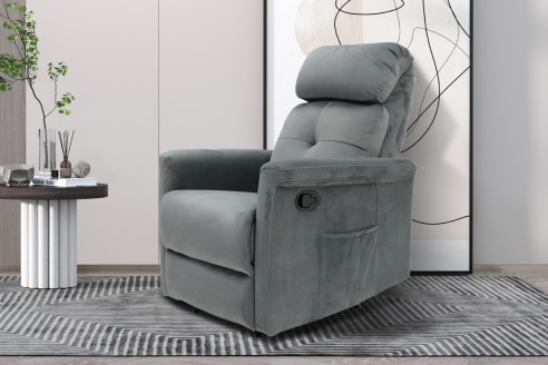 Fauteuil relax 'Wuhan' relevable manuellement Tissu Gris