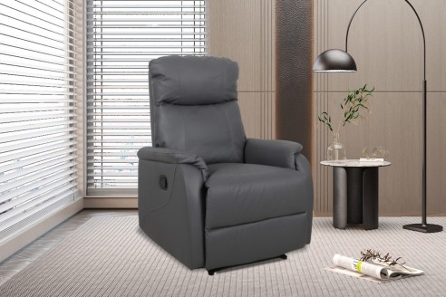 Fauteuil relax 'Tokio' relevable manuellement PU Gris