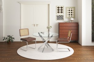 Table 'Lasi' 120 cm Ronde Verre, Pieds chromés