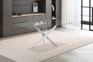 Table 'Lasi' 160 cm Verre, Pieds chromés