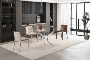 Table 'Lasi' 160 cm Verre, Pieds chromés