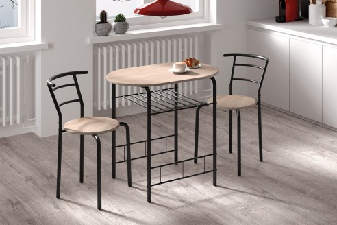 Set table 'Adam' Métal noir Décor sonoma