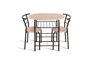 Set table 'Adam' Métal noir Décor sonoma