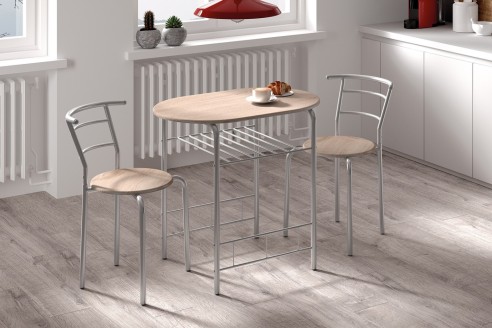 Set table 'Adam' Métal gris Décor sonoma