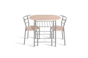 Set table 'Adam' Métal gris Décor sonoma