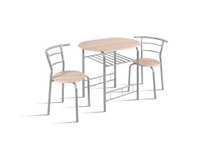 Set table 'Adam' Métal gris Décor sonoma