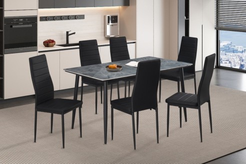 Table 'Kenzo' 140 cm Rectangulaire Pierre Gris