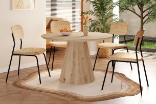 Table 'Tigo' 120 cm Ronde Décor Chêne vieilli