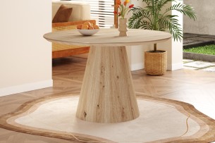 Table 'Tigo' 120 cm Ronde Décor Chêne vieilli