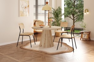 Table 'Tigo' 120 cm Ronde Décor Chêne vieilli