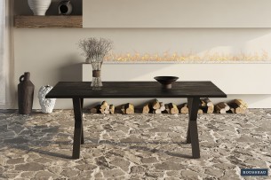 Table 'Elena' 200 cm Rectangulaire Bois de Manguier noir