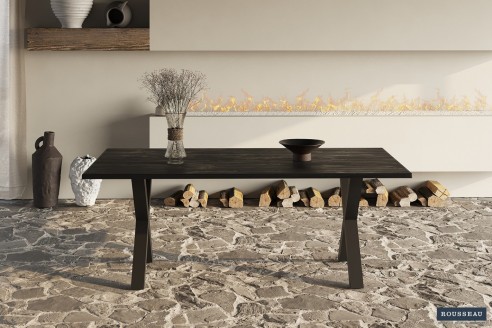 Table 'Elena' 200 cm Rectangulaire Bois de Manguier noir