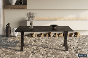 Table 'Elena' 200 cm Rectangulaire Bois de Manguier noir