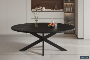 Table 'Alexa' 200 cm Ovale Bois de Manguier noir