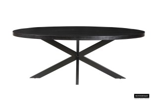 Table 'Alexa' 200 cm Ovale Bois de Manguier noir