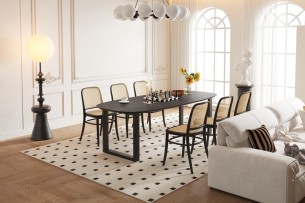 Table 'Tommy' 220x100 cm Ovale Danoise U-Pied Bois de Manguier Noir