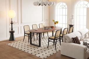 Table 'Tommy' 220x100 cm Ovale Danoise U-Pied Bois de Manguier Brun