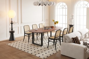 Table 'Tommy' 220x100 cm Ovale Danoise U-Pied Bois de Manguier Brun