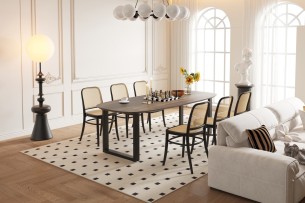 Table 'Tommy' 220x100 cm Ovale Danoise U-Pied Bois de Manguier Tabaco (2c