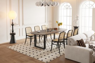 Table 'Tommy' 220x100 cm Ovale Danoise U-Pied Bois de Manguier Tabaco (2c