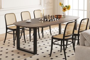 Table 'Tommy' 220x100 cm Ovale Danoise U-Pied Bois de Manguier Tabaco (2c