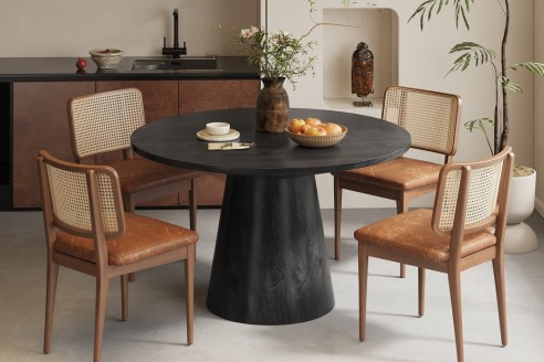 Table 'Tommy' 130 cm Ronde Bois de Manguier Noir