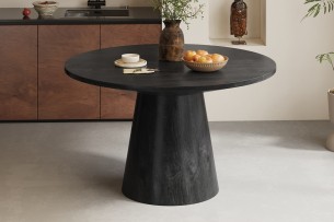 Table 'Tommy' 130 cm Ronde Bois de Manguier Noir