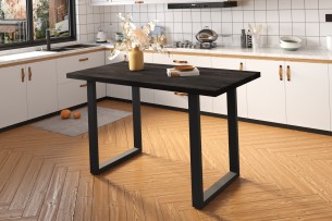 Table de comptoir 'Nicola' 160 cm Bois de Manguier noir - H 93 cm