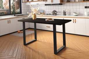 Table de comptoir 'Nicola' 180 cm Bois de Manguier noir - H 93 cm