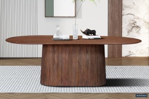 Table 'Miguel' 230 cm Ovale Bois de manguier Brun clair