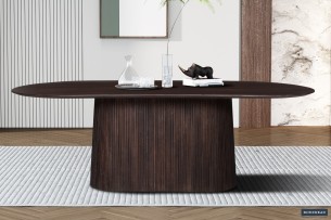 Table 'Miguel' 230 cm Ovale Bois de manguier Brun foncé