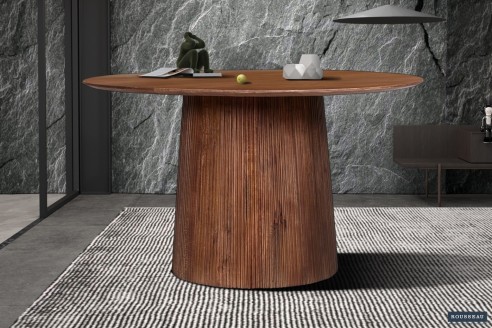 Table 'Miguel' 130 cm Bois de manguier Ronde Brun clair
