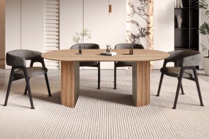 SALE - Table 'Lagos' 200 cm Ovale Décor Chêne Vieilli