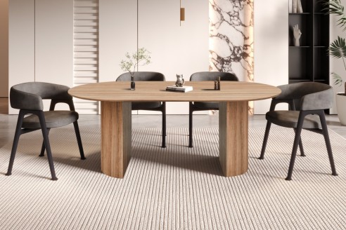 SALE - Table 'Lagos' 200 cm Ovale Décor Chêne Vieilli